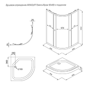 Душевой уголок ARAGUT Омега-хром 90х90 Щ0000067960 с поддоном профиль Хром стекло прозрачное-6