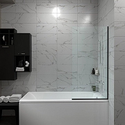 Шторка на ванну ARAGUT Still-блэк 70х140 Щ0000073334 профиль Черный матовый стекло прозрачное-2