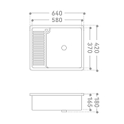 Раковина Abber Rechteck 64 AC2226L на стиральную машину цвет Белый-3
