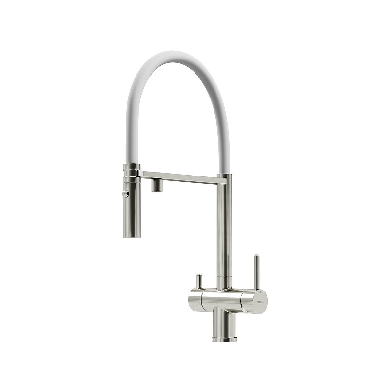 Смеситель для кухни Sancos Imola SC4010BNwh с белым изливом 