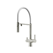 Смеситель для кухни Sancos Imola SC4010BNwh с белым изливом цвет Никель брашированный