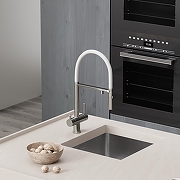 Смеситель для кухни Sancos Imola SC4010BNwh с белым изливом цвет Никель брашированный-1