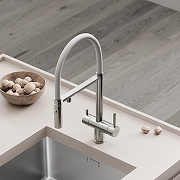 Смеситель для кухни Sancos Imola SC4010BNwh с белым изливом цвет Никель брашированный-2