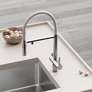 Смеситель для кухни Sancos Imola SC4010BNwh с белым изливом цвет Никель брашированный-5