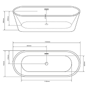 Акриловая ванна Loranto 170х75 CS-03mB-170 цвет Черный матовый Белый-2