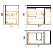 Тумба с раковиной Azario Kantri 80 CS00097253 подвесная цвет Белый глянец-7