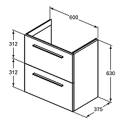 Тумба под раковину Ideal Standard I.Life S 60 T5293NG подвесная цвет Серый матовый-1