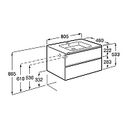Тумба под раковину Roca Domi 80 ZRU9307871 подвесная цвет Небесный синий матовый-16