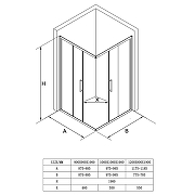 Душевой уголок Loranto 90х90 CS-211F-90 профиль Черный матовый стекло прозрачное, лофт клетка-2