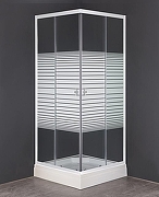 Душевой уголок Loranto 90х90 CS-8024S с поддоном профиль Белый стекло с узором-1