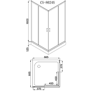 Душевой уголок Loranto 90х90 CS-8024S с поддоном профиль Белый стекло с узором-2