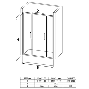 Душевая дверь Loranto 170 CS-AB04B-170 профиль Черный матовый стекло прозрачное-5