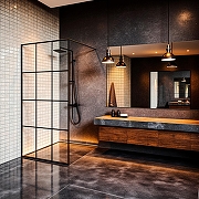 Душевая перегородка Loranto Walk-In 70 CS-W02B-70 профиль Черный матовый стекло прозрачное, лофт клетка-1