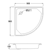Стальной поддон для душа Loranto 90x90 LG900C цвет Белый-1