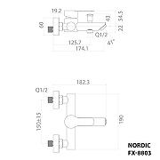 Смеситель для ванны Fixsen Nordic FX-8803B цвет Черный-7