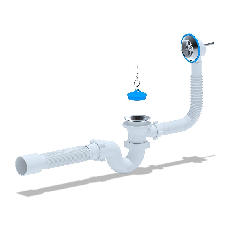 Слив-перелив Анипласт E155 с пробкой на цепочке 