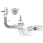 Слив-перелив Анипласт E155 с пробкой на цепочке цвет Хром-2