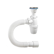 Сифон для раковины Орио А-32019 с литым выпуском и гибкой трубой цвет Хром