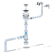 Сифон для кухонной мойки Анипласт Грот A0145DIY с гибким и жестким переливом и гибкой трубой цвет Нержавеющая сталь-1