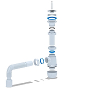 Сифон для кухонной мойки Анипласт Грот A0110 с гибкой трубой цвет Хром-1