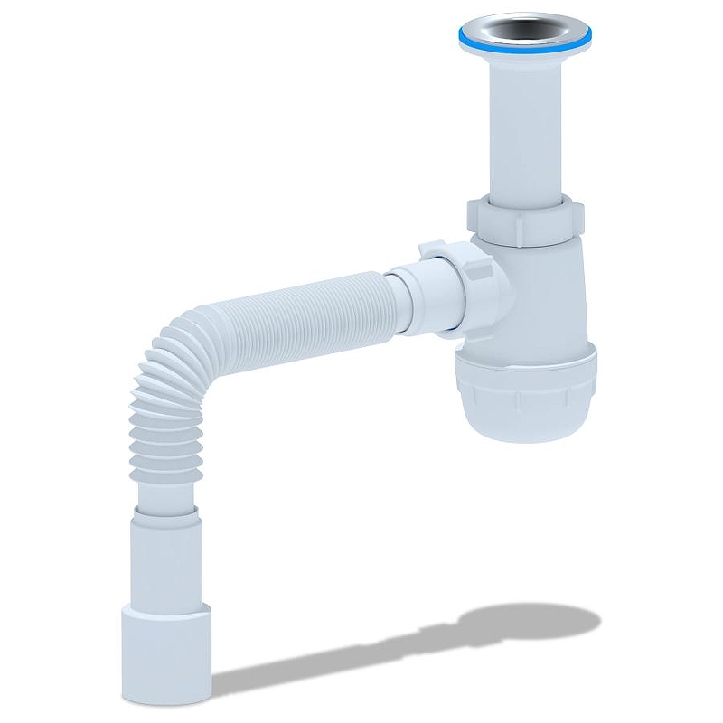 Сифон для кухонной мойки Анипласт A0515 с гибкой трубой 