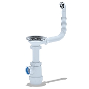 Сифон для кухонной мойки Анипласт Грот A0142S цвет Хром