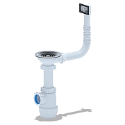 Сифон для кухонной мойки Анипласт Грот A0145S с гибким переливом цвет Нержавеющая сталь