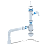 Сифон для кухонной мойки Анипласт Грот A2015 с отводом для стиральной машины, с гибкой трубой цвет Хром-1