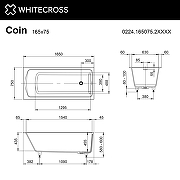 Ванна из искусственного камня Whitecross Coin 165х75 0224.165075.2XXXX цвет RAL матовый-1