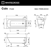 Ванна из искусственного камня Whitecross Coin 170х80 0224.170080.2XXXX цвет RAL матовый-1