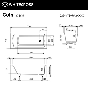 Ванна из искусственного камня Whitecross Coin 175х75 0224.175075.2XXXX цвет RAL матовый-1