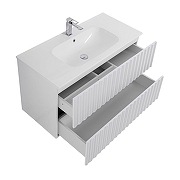 Тумба под раковину Art&Max Elegant 100 AM-ELEGANT-1000-2C-SO-BL-LED-P подвесная цвет Белый глянец-3