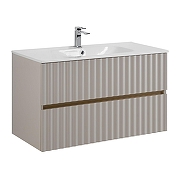 Тумба под раковину Art&Max Elegant 100 AM-ELEGANT-1000-2C-SO-GCM-LED подвесная цвет Светло-серый матовый