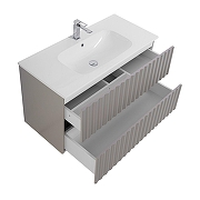 Тумба под раковину Art&Max Elegant 100 AM-ELEGANT-1000-2C-SO-GCM-LED подвесная цвет Светло-серый матовый-3