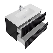 Тумба под раковину Art&Max Elegant 100 AM-ELEGANT-1000-2C-SO-NM-LED подвесная цвет Черный матовый-3