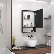 Зеркальный шкаф Art&Max Foggia 50 R AM-Fog-500-800-1D-R-DS-F-Nero с подсветкой цвет Черный-3