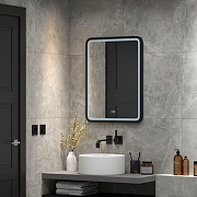 Зеркало Art&Max Genova 60 AM-Gen-600-800-DS-F-H с подсветкой цвет Черный с сенсорным выключателем и подогревом-6