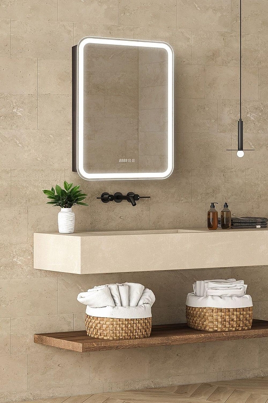 Зеркальный шкаф Art&Max Platino 60 R AM-Pla-600-800-1D-R-DS-FC-H-T-Grey с подсветкой 