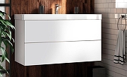 Тумба под раковину Art&Max Verona Push 100 AM-Verona-Push-1000-2C-SO-BI-TS подвесная цвет Белый матовый с тиснением