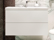 Тумба под раковину Art&Max Verona Push 80 AM-Verona-Push-800-2C-SO-BI-TS подвесная цвет Белый матовый с тиснением