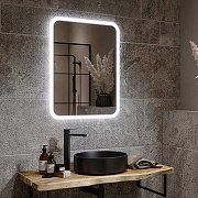 Зеркало Alavann Anna 50 ALV0016001 с подсветкой цвет Белый с сенсорным выключателем-1