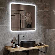 Зеркало Alavann Anna 70 ALV0018019 с подсветкой цвет Белый с сенсорным выключателем и подогревом-1