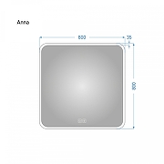Зеркало Alavann Anna 80 ALV0019018 с подсветкой цвет Белый с сенсорным выключателем и подогревом-2