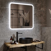 Зеркало Alavann Anna 80 ALV0019001 с подсветкой цвет Белый с сенсорным выключателем-2