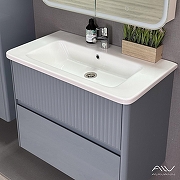 Тумба под раковину Alavann Wave 80 ALV1118002 подвесная цвет Голубой деним-4