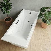Ванна из искусственного камня Delice Diapason Ultra 170х75 DLR330050RB-G с узким бортом цвет Белый глянцевый с черными ручками-7