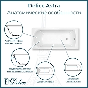 Ванна из искусственного камня Delice Astra 160х70 DLR330054-G цвет Белый глянцевый-1