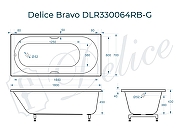 Ванна из искусственного камня Delice Bravo 180х70 DLR330064RB-G цвет Белый глянцевый с черными ручками-10