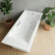 Ванна из искусственного камня Delice Diapason Ultra 170х70 DLR330049R-G с узким бортом цвет Белый глянцевый с ручками Хром-7