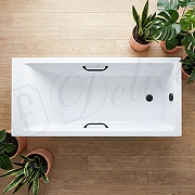 Ванна из искусственного камня Delice Diapason Ultra 160х70 DLR330048RB-G с узким бортом цвет Белый глянцевый с черными ручками-6